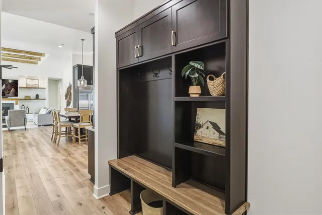 a spacious bathroom with a sink and a mirror