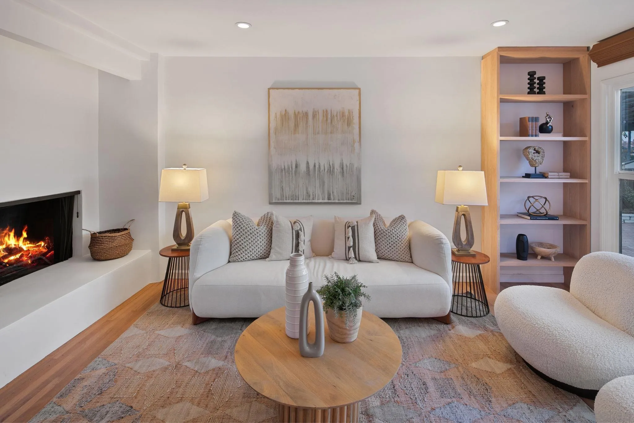 211 Ocean Street Solana Beach, CA 92075 - Photo 6 of 29 a living room with furniture and a fireplace