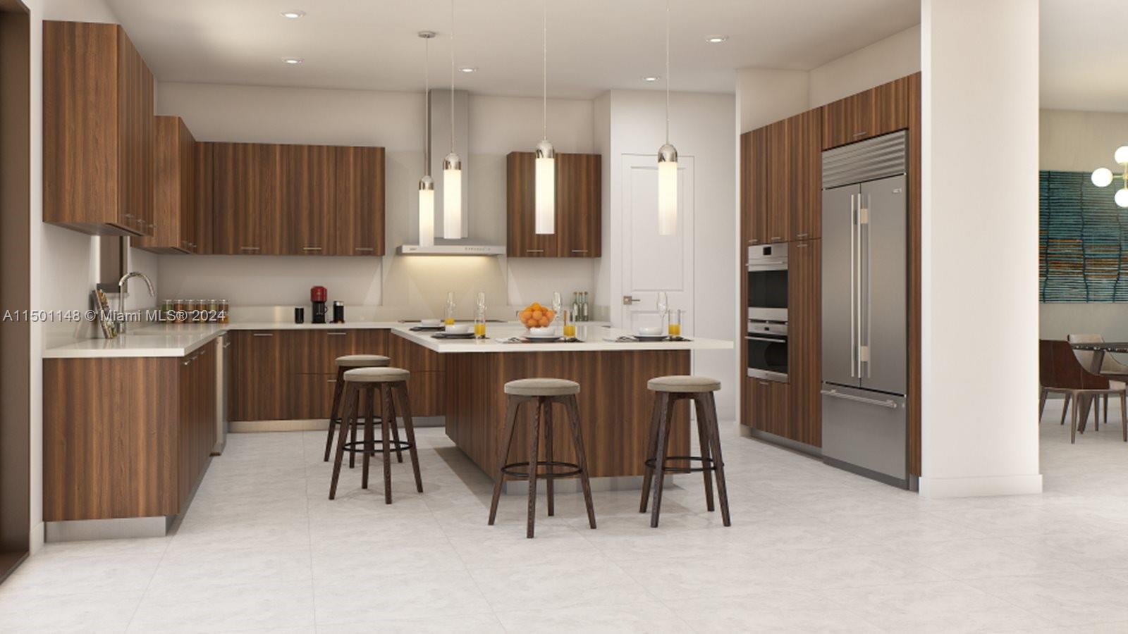 11172 Southwest 91 Avenue Miami, FL 33176 - Photo 2 of 12 a kitchen with a sink a refrigerator and chairs