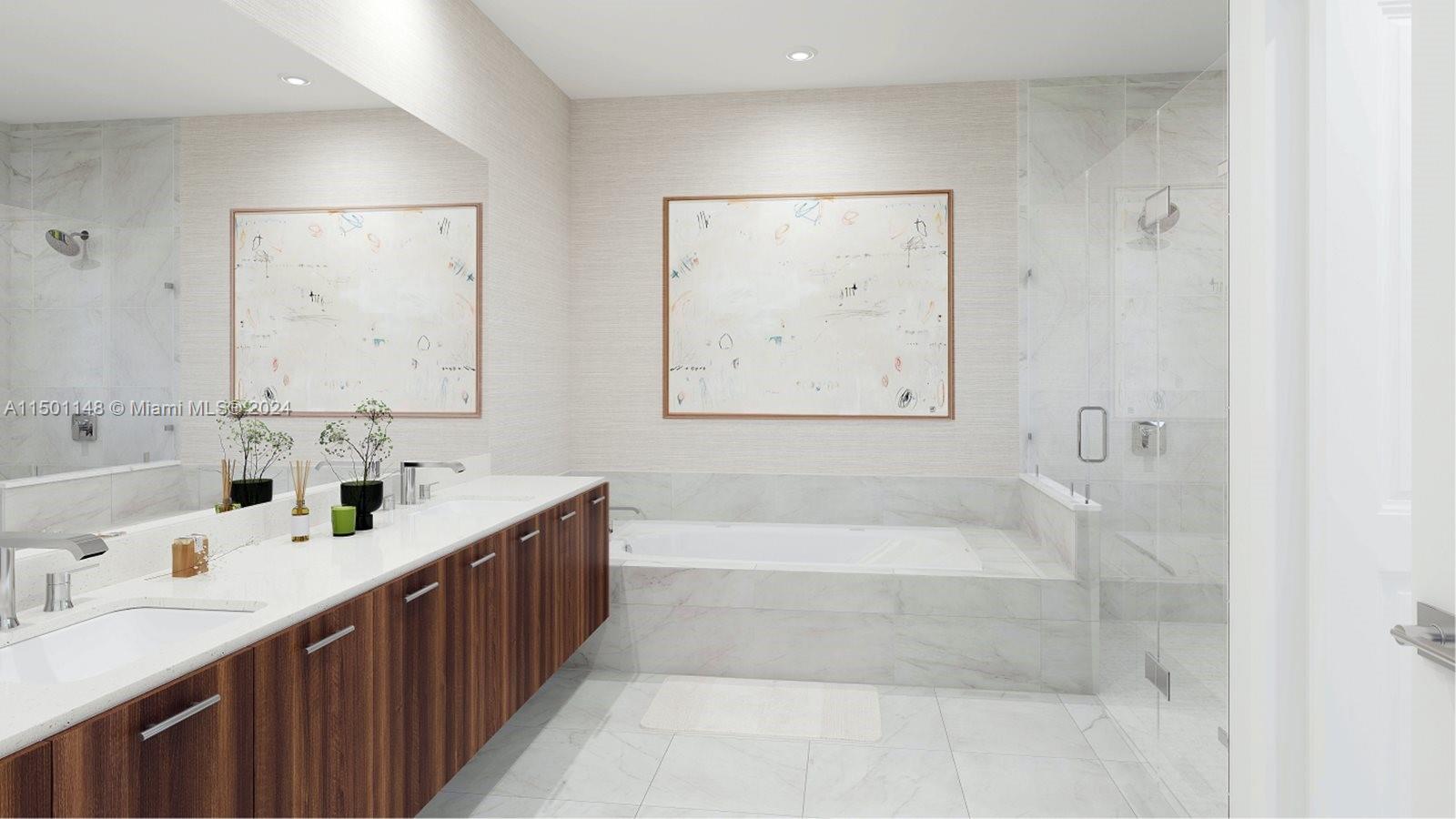 11172 Southwest 91 Avenue Miami, FL 33176 - Photo 7 of 12 a bathroom with a double vanity sink mirror and a bathtub