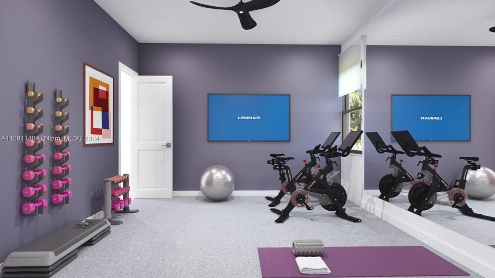11172 Southwest 91 Avenue Miami, FL 33176 - Photo 9 of 12 a room with gym equipment and a mirror