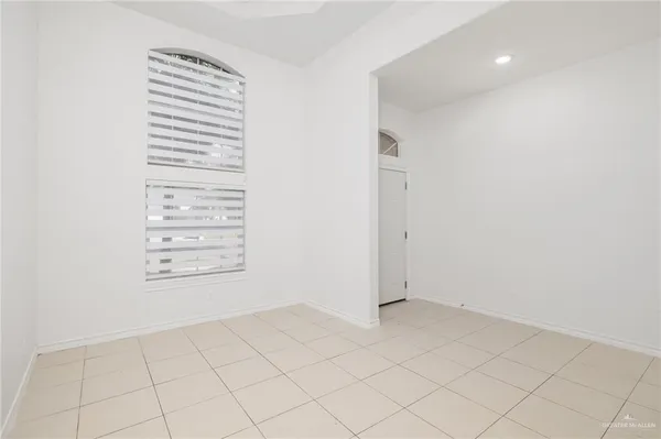 an empty room with cabinet