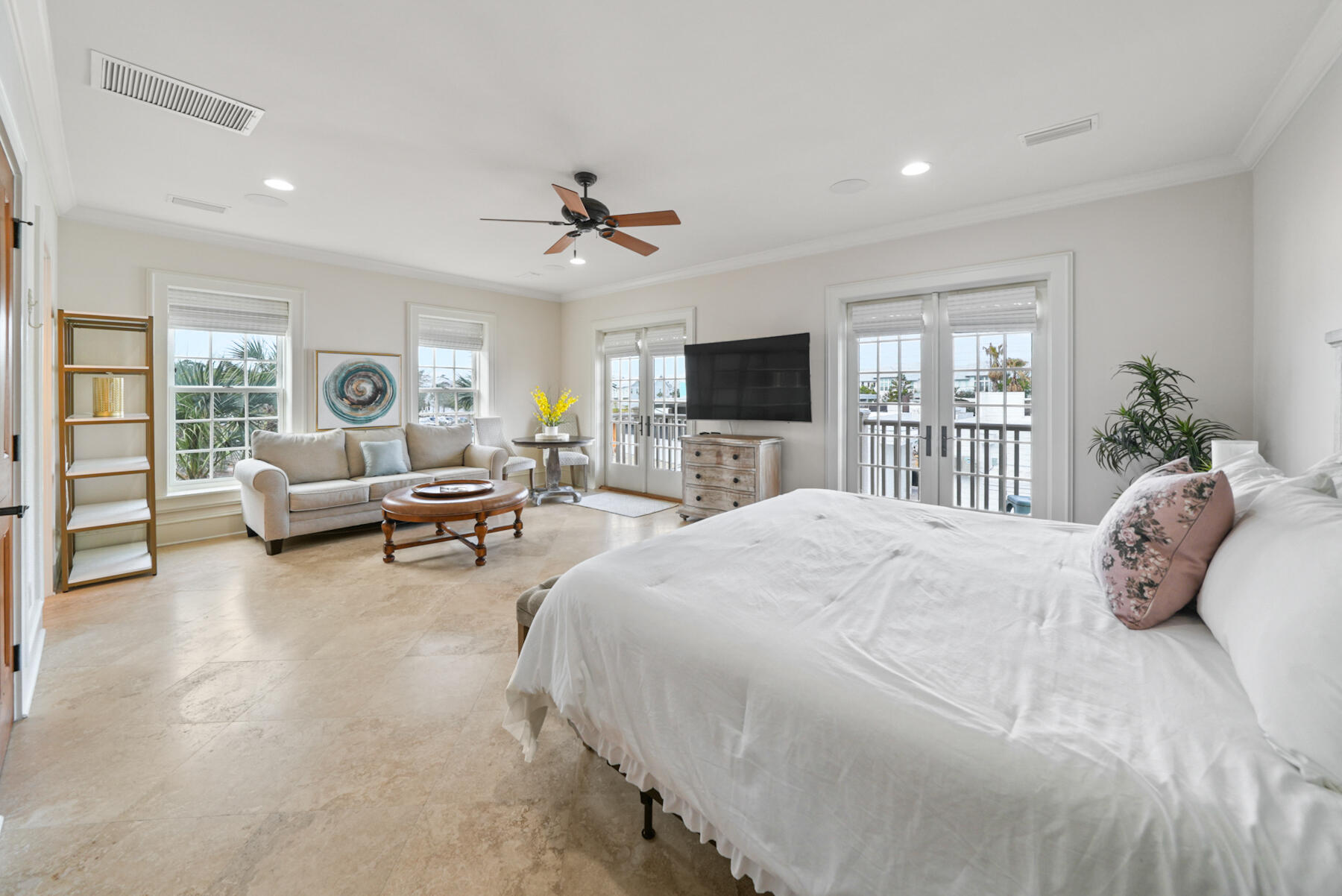 29 Pleasant Street, Unit 1 Inlet Beach, FL 32461 - Photo 49 of 66 a bedroom with a large bed and a flat screen tv