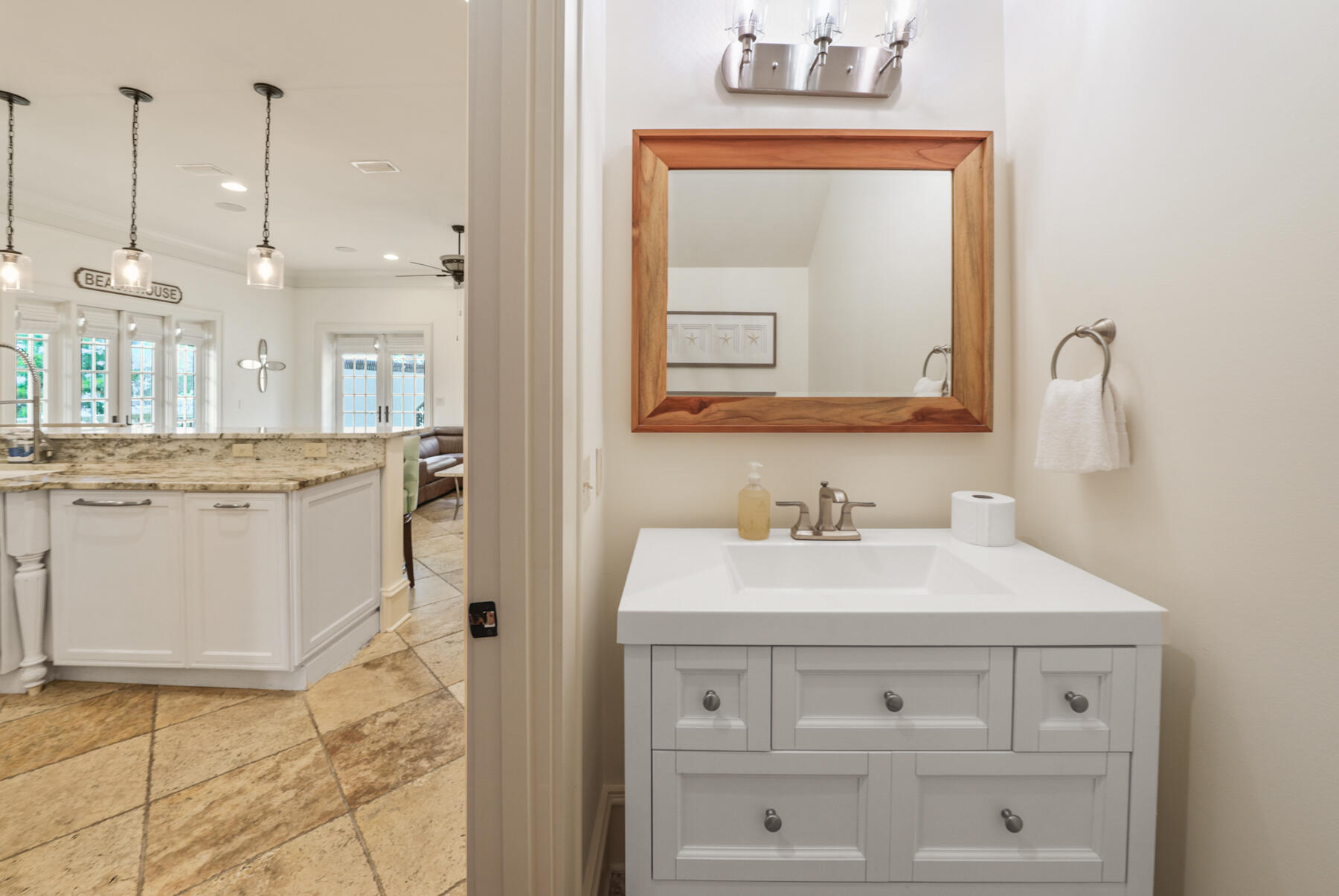29 Pleasant Street, Unit 1 Inlet Beach, FL 32461 - Photo 8 of 66 a bathroom with a sink a vanity and a mirror