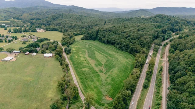 a view of a grassy area with an trees