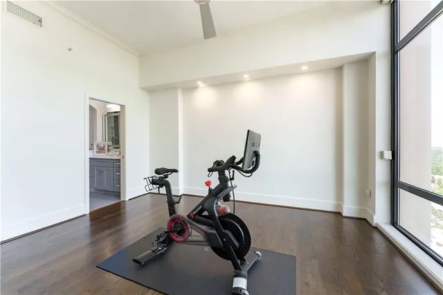 a view of a room with gym equipment