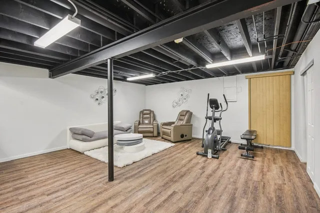a view of a room with gym equipment