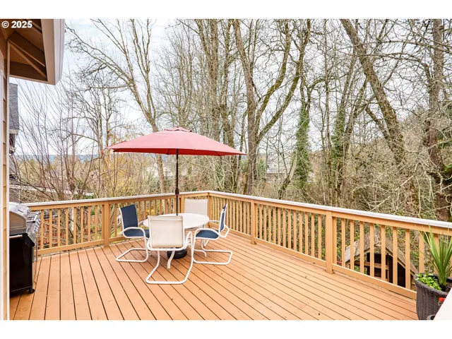 a deck view with a seating space