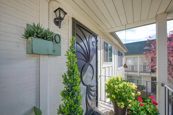 a house view with a garden space