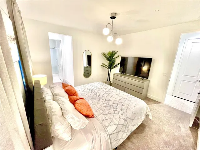 a view of a park with large trees