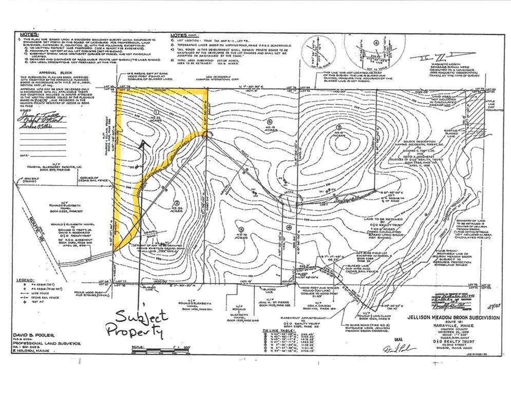 Lot 5-1 Jellison Meadow Road Ellsworth, ME 04605 - Photo 17 of 20 Survey Map. Subject Lot outlined in...