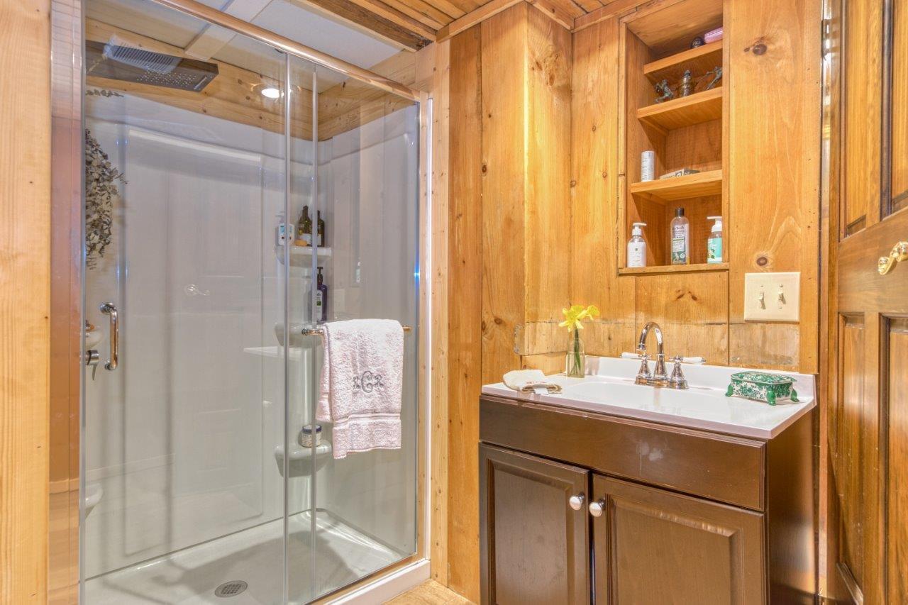 1696 Green Valley Road Peterstown, WV 24963 - Photo 62 of 132 a bathroom with a sink a mirror and a shower