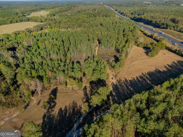 a view of a lake with a park