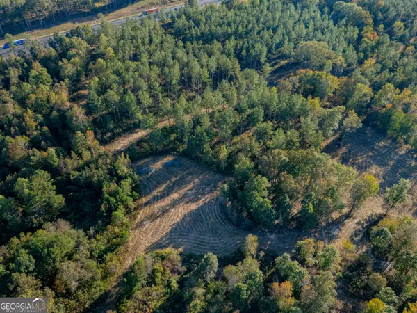a view of a garden with a building