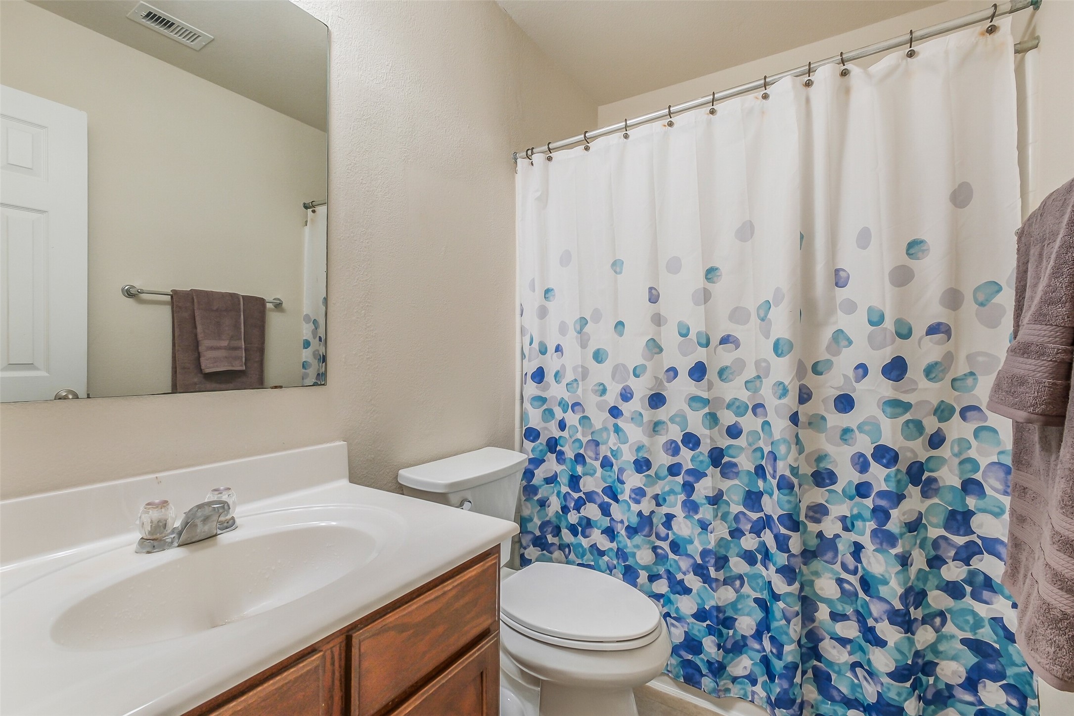 1015 Honeysuckle Vine Drive Rosenberg, TX 77469 - Photo 23 of 29 a bathroom with a sink toilet and mirror