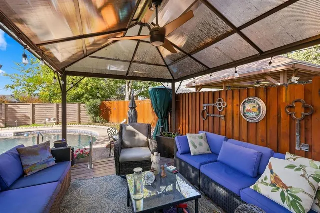 a outdoor living space with patio furniture