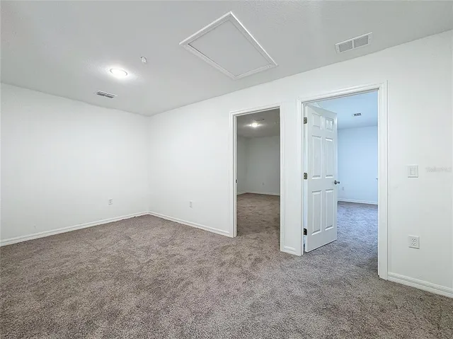 an empty room with a workbench