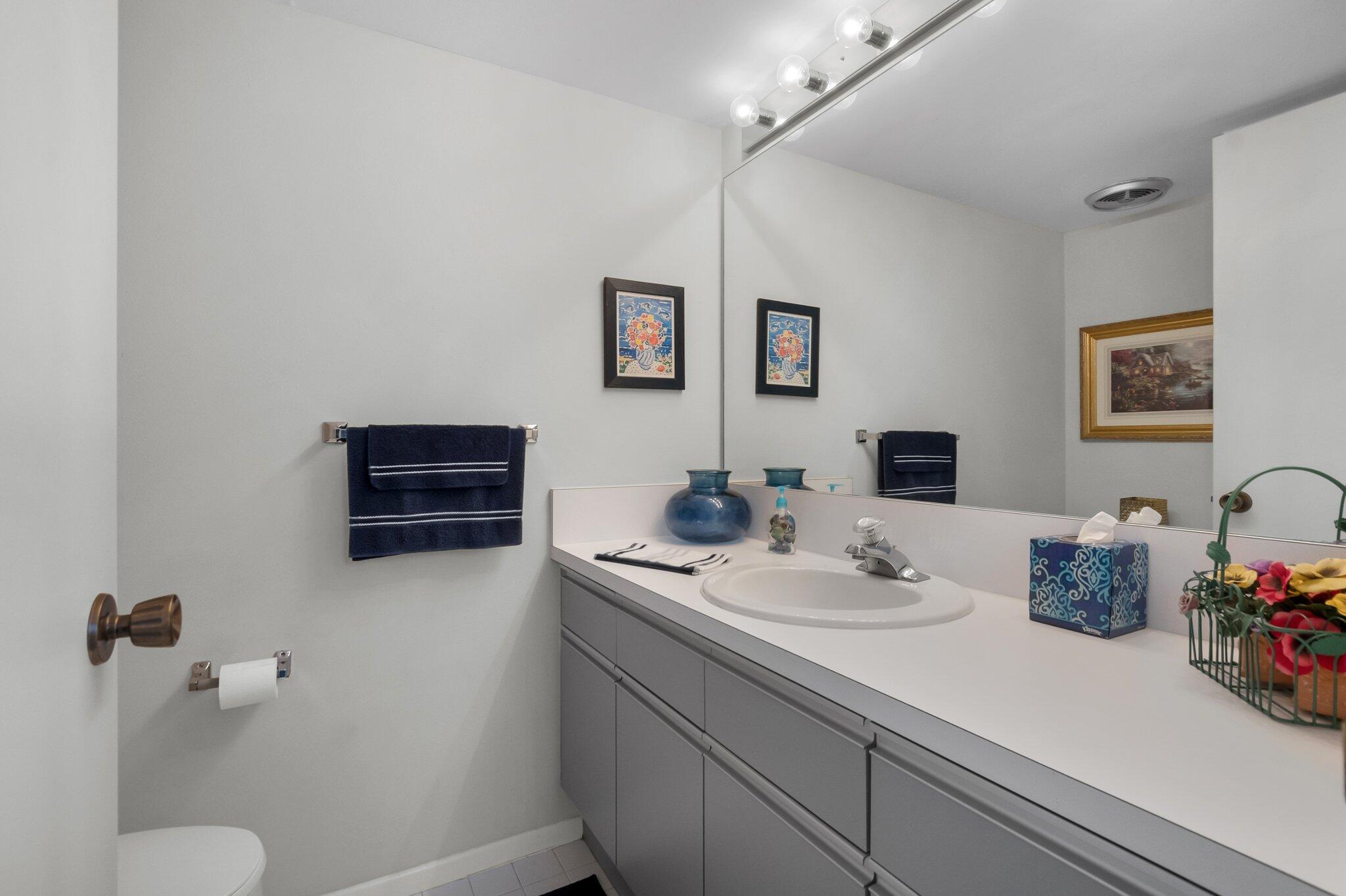 805 Bridgewood Place Boca Raton, FL 33434 - Photo 16 of 60 a bathroom with a sink a toilet and a mirror