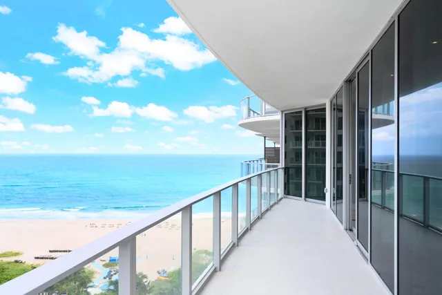 a view of balcony with ocean view
