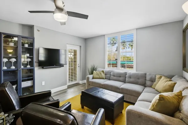 a living room with furniture