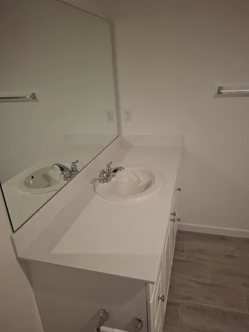a bathroom with a shower and a sink