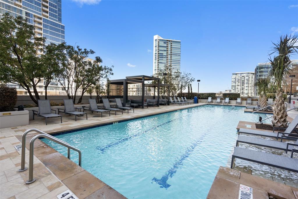 360 Nueces Street, Unit 1405 Austin, TX 78701 - Photo 37 of 40 a view of swimming pool with outdoor seating and city view