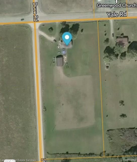 8485 Yale Road Avoca, MI 48006 - Photo 14 of 15 Aerial Map. Displaying the property's boundaries and surrounding roads