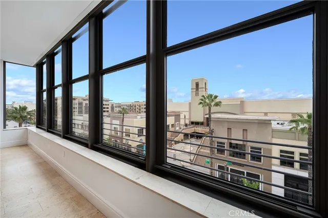 a view of a building from a balcony