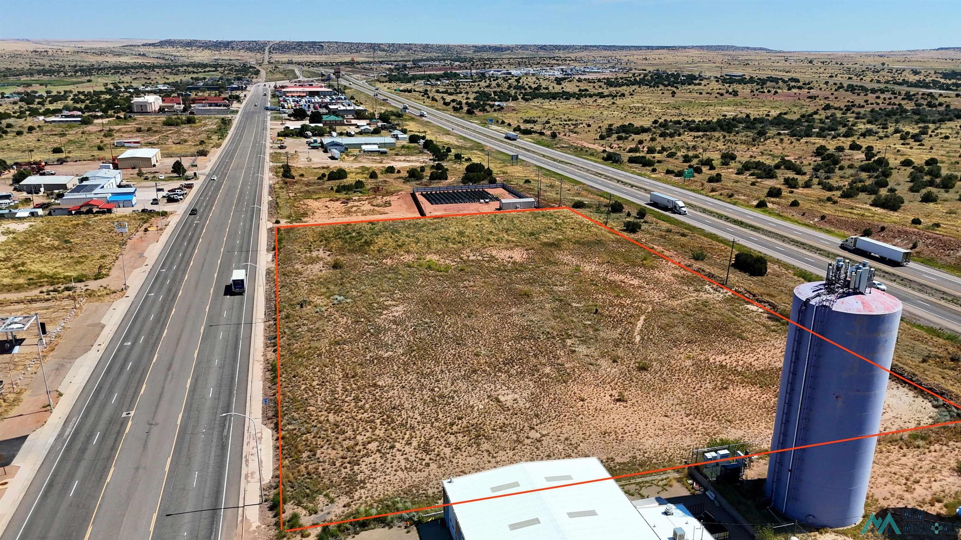 2390 Historic Route 66 Route Santa Rosa, NM 88435 - Photo 2 of 7 Aerial view of property's location with property parcel outlined and a main thoroughfare