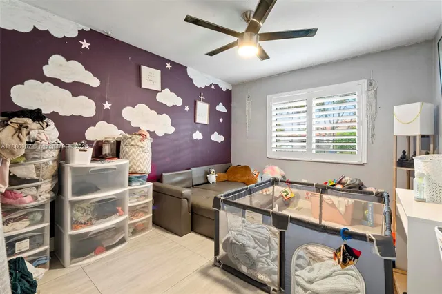 a workspace with furniture and a window