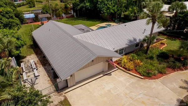 an aerial view of a house