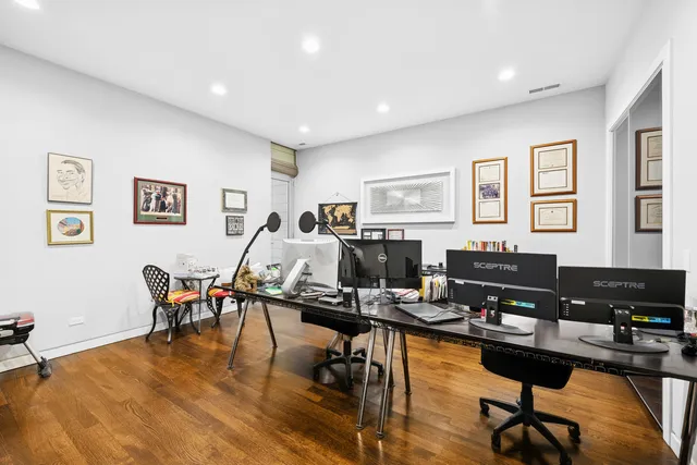 a view of a workspace with furniture and toys