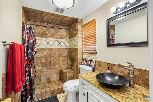 a bathroom with a bathtub