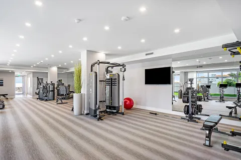a view of a room with gym equipment