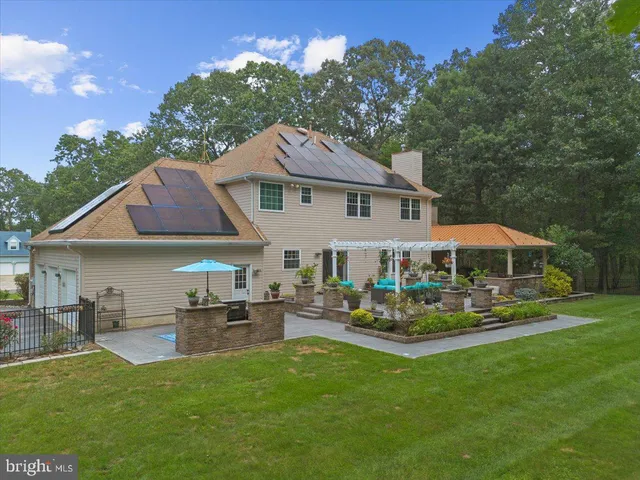 a garden view with a seating space