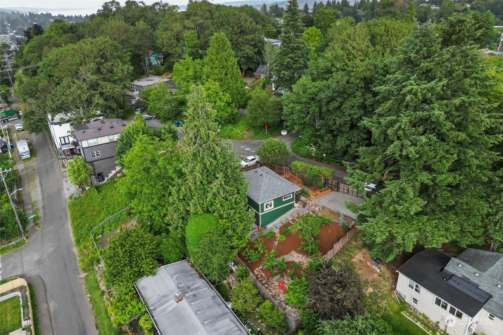 5503 Renton Avenue South Seattle, WA 98118 - Photo 35 of 39 an aerial view of residential house with outdoor space and trees all around