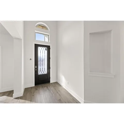 a view of a room with a window