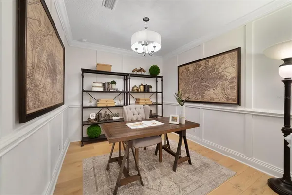 a view of a workspace with furniture