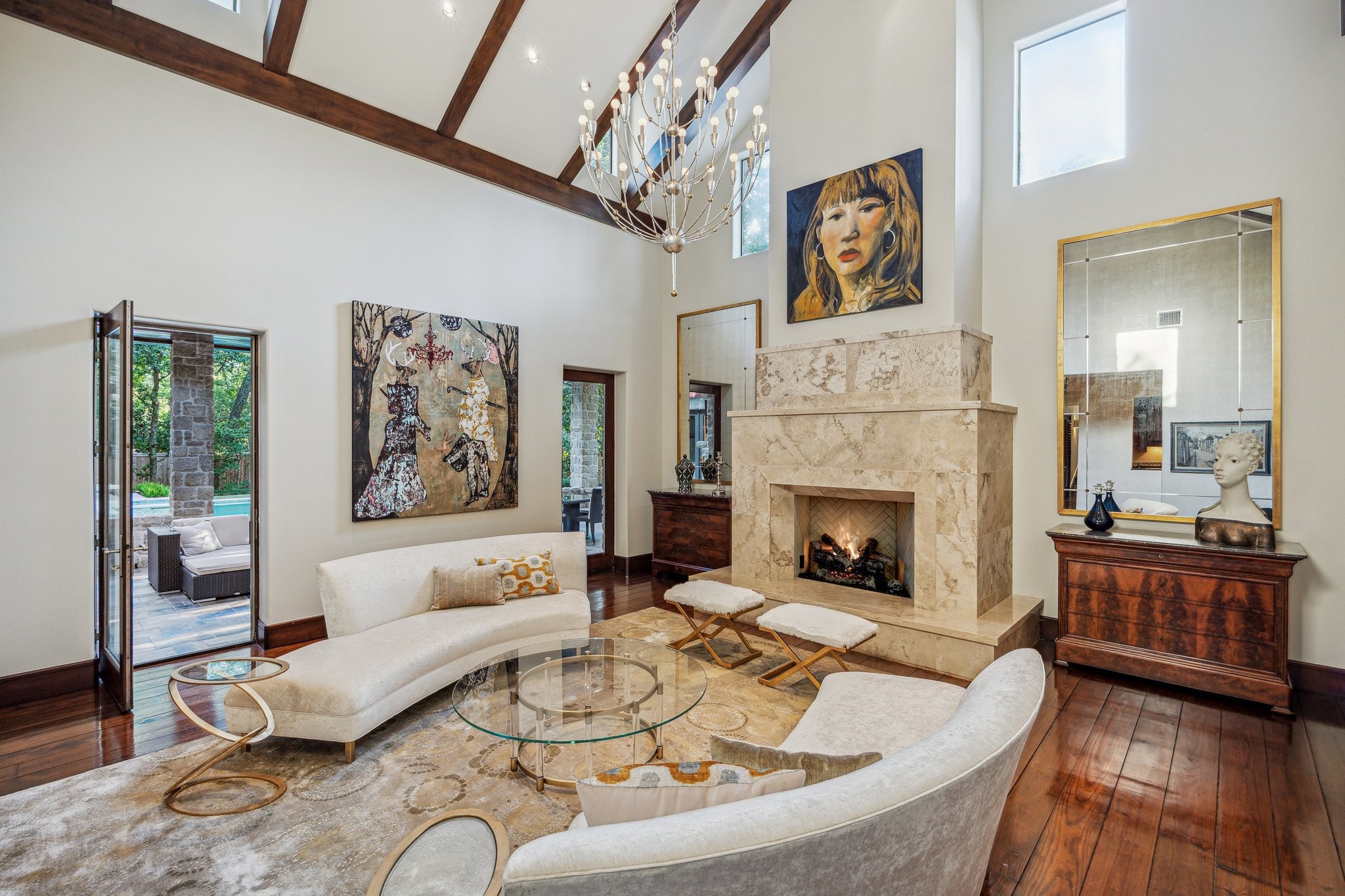 354 Piney Point Road Houston, TX 77024 - Photo 10 of 49 a living room with furniture and a fireplace