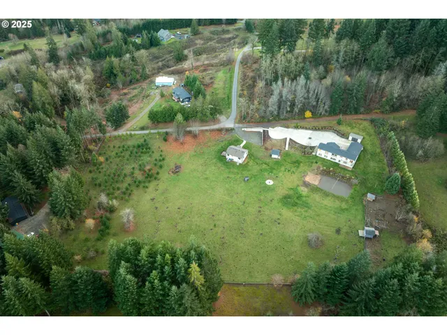 a view of a lush green hillside and houses