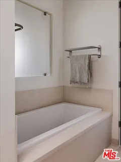 a bathroom with a bathtub