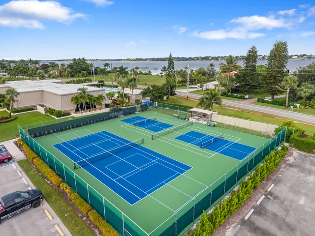 a view of a swimming pool and lake view