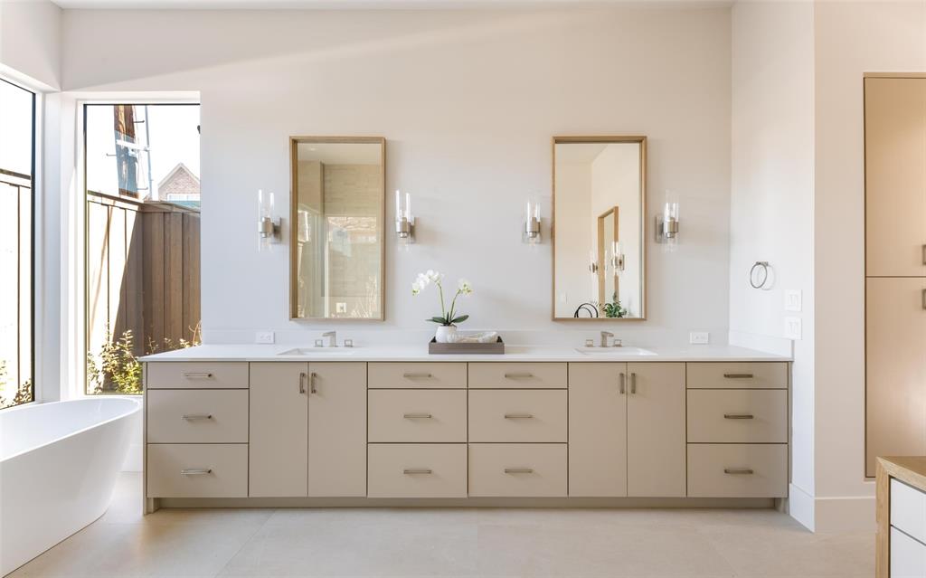 7410 Kenwell Street Dallas, TX 75209 - Photo 25 of 40 a bathroom with a granite countertop double vanity sink mirror and
