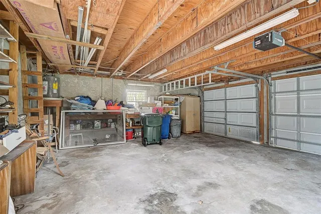 a view of a park with large trees