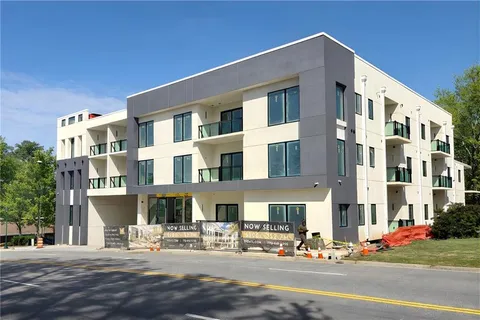 a front view of a building with street