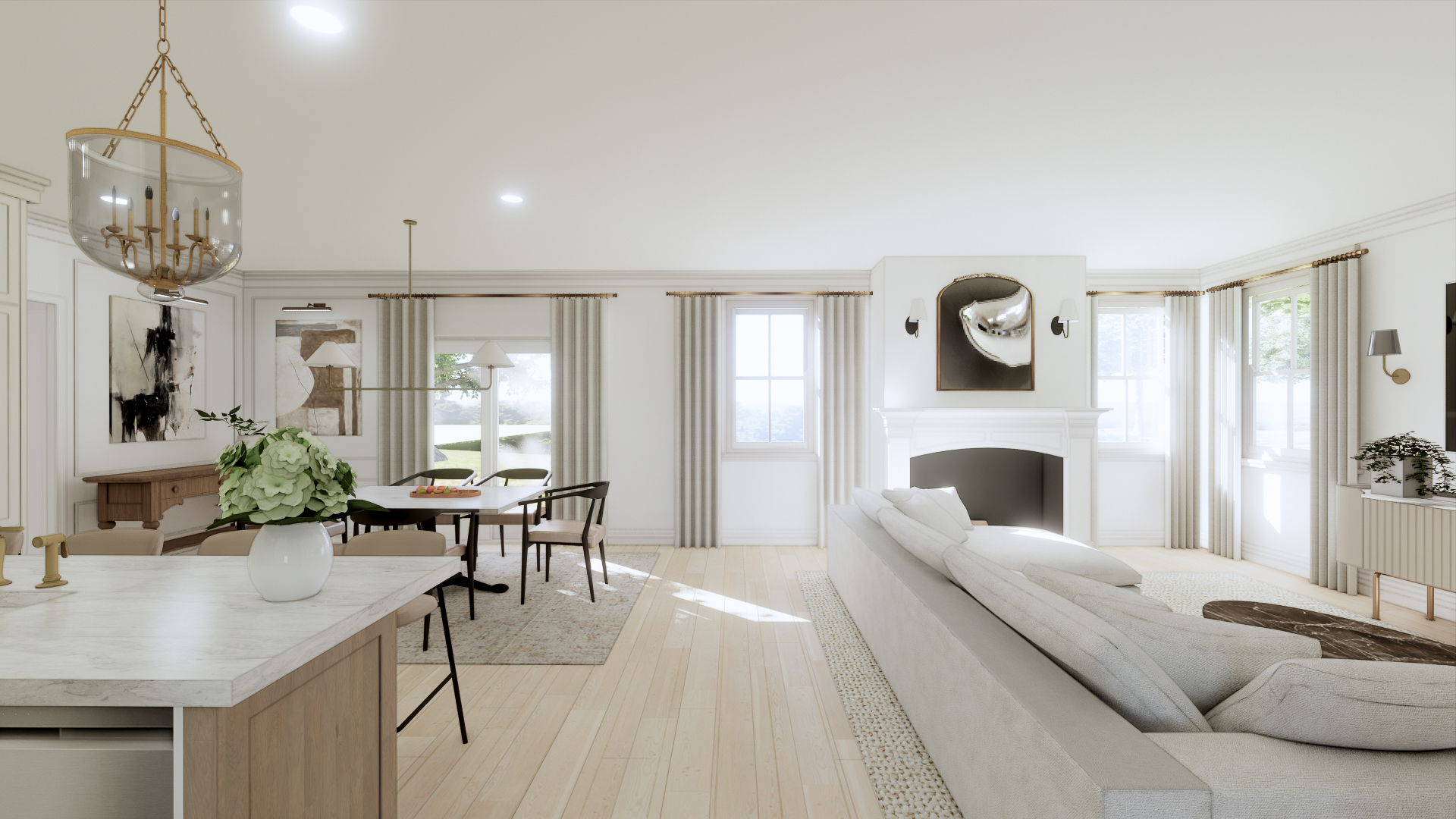 925 Willow Road Winnetka, IL 60093 - Photo 3 of 10 a living room with furniture a fireplace and a clock