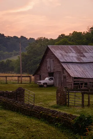 an aerial view of green landscape with trees houses and mountain view