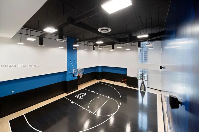 a view of gym equipment in a room