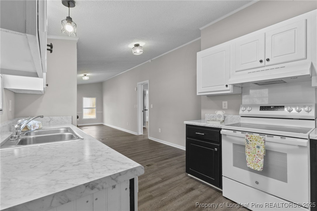 5888 Butler Nursery Road Fayetteville, NC 28306 - Photo 17 of 42 a kitchen with granite countertop a sink a stove and cabinets