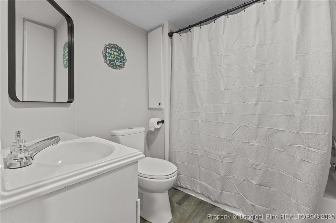 5888 Butler Nursery Road Fayetteville, NC 28306 - Photo 35 of 42 a bathroom with a sink a toilet and a mirror